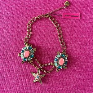 Betsey Johnson Gold Ocean necklace with Pink Tag